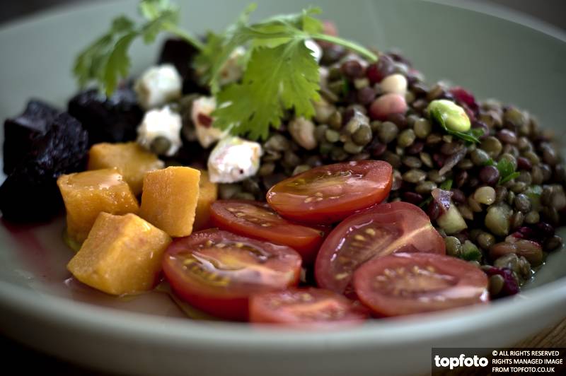 Vegetarian salad of lentils with