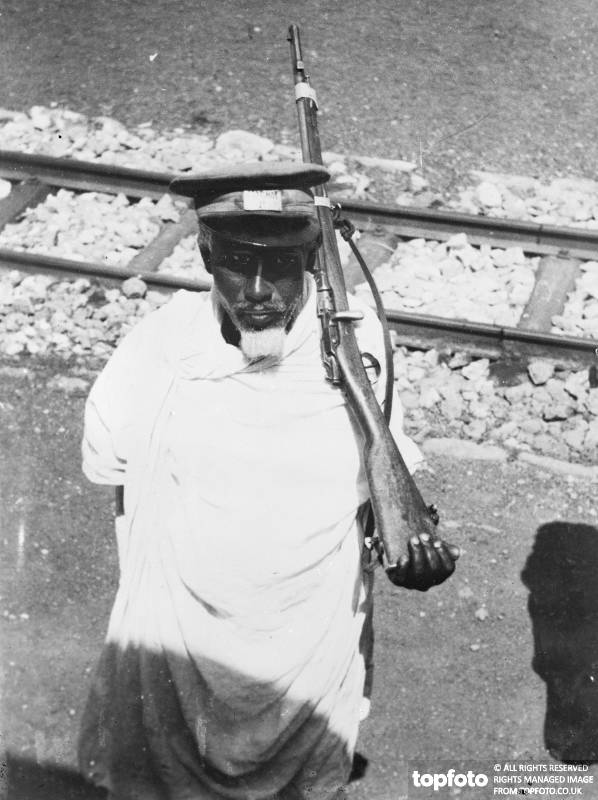 An aged Abyssinian railway guard